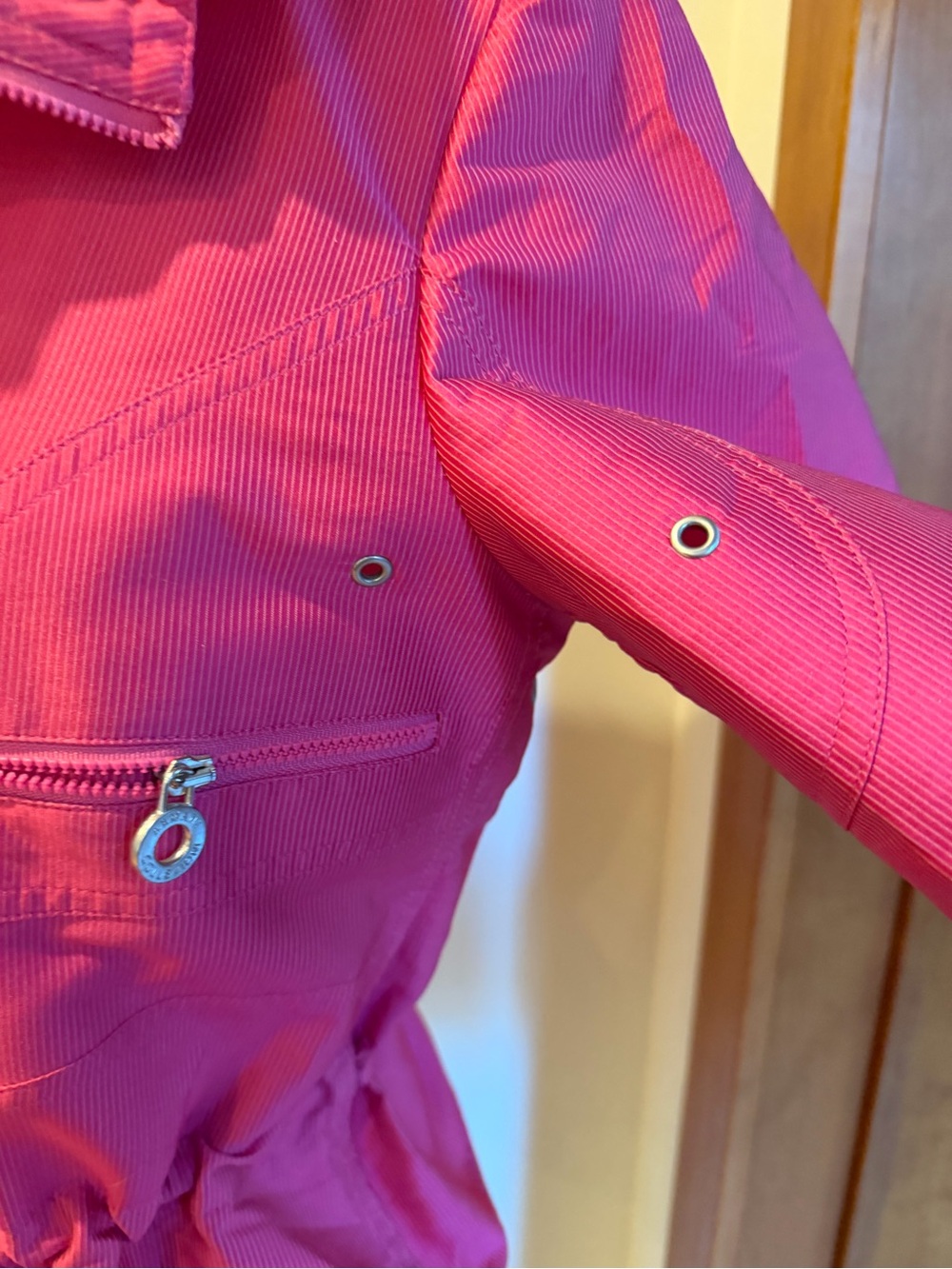 Vintage Armani Collezioni Hot Pink Hooded Zip-Front Jacket - Picture 3 of 10